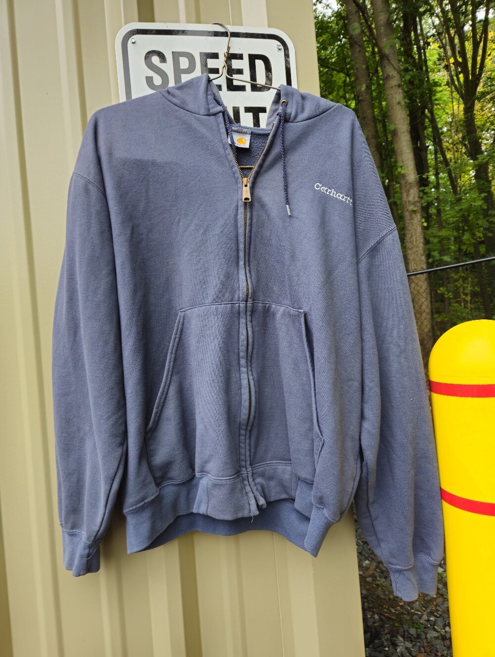 Carhartt Mens Blue Zip Up Workwear Hoodie Size L